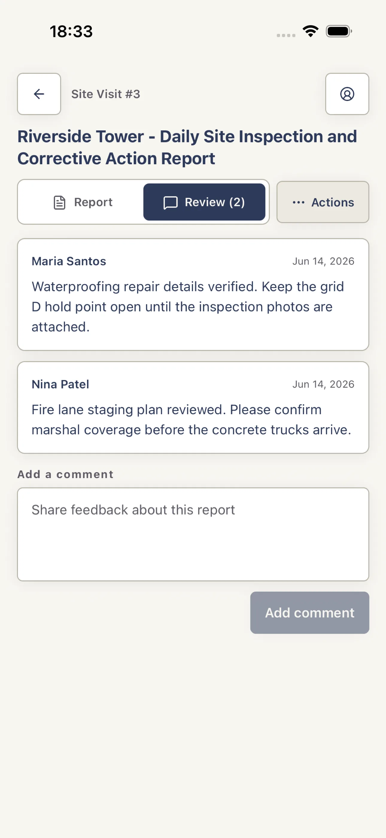 Finalized Harpa Pro report with its member Review discussion